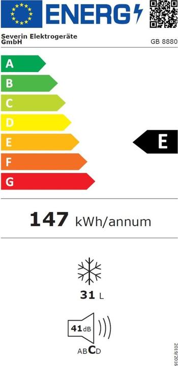 Energie-Label Severin GB8880 (Freistehend, 31 l)