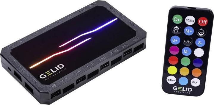 Actual product image Gelid RF-RGB-MP-02 Amber 8 PRO Bundle PC fan controller (W x H x D) 130 x 17 x (120 mm, 5 x)