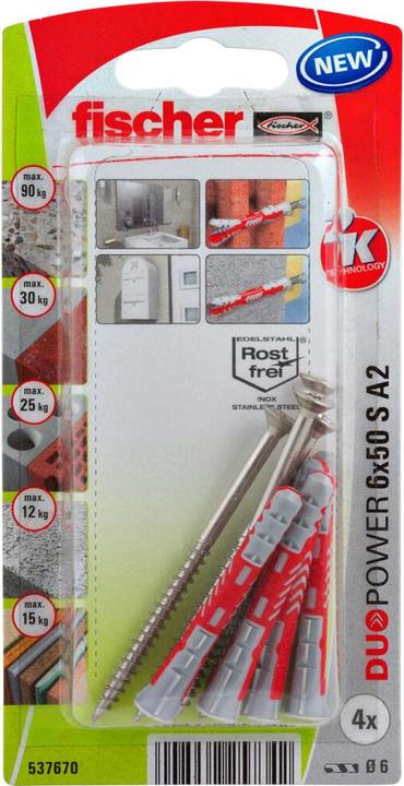 Fischer DuoPower 6x50 S A2 K (4) (4 pcs.)