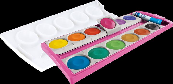 Produktbild Pelikan Deckfarbe, -farbkasten Farbkasten K12® Pink/Glitzer inkl. Deckweiss, 12 Farben (Mehrfarbig)