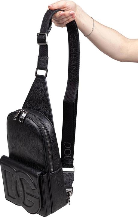 Actual product image Dolce & Gabbana leather backpack with embossed dg logo
