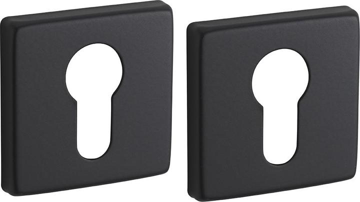 Thirard Coppia di rosoni, quadrati, foro cilindrico 50x50, finitura nera opaca (Set di porte)