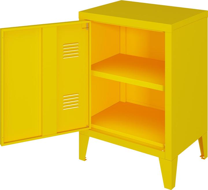 Actual product image En.Casa Nachtschrank Inari Türgriff rechts Stahl Gelb
