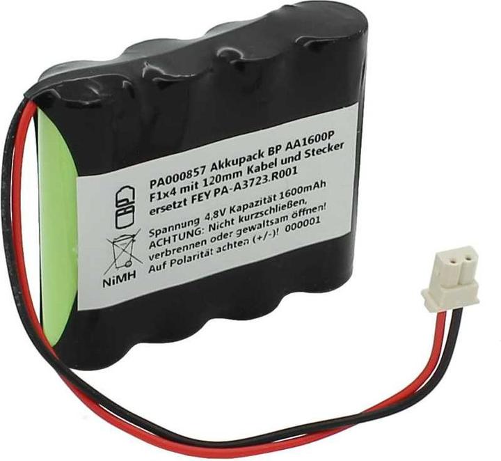 Image du produit XCell Akkupack NiMH 4,8V 1600mAh BP AA1600P F1x4 mit 120mm Kabel und Stecker ersetzt FEY PA-A3723.R001 (1 pcs, 1600 mAh)