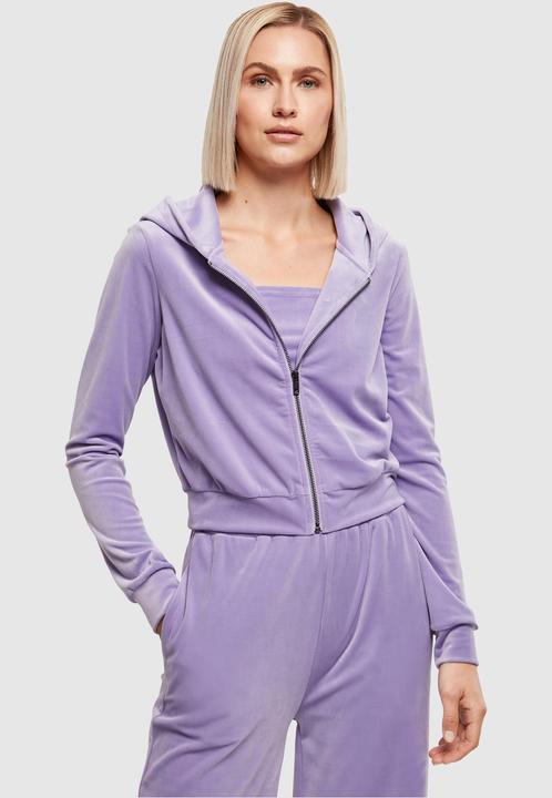 Produktbild Urban Classics Ladies Short Velvet Zip Hoody (XL)