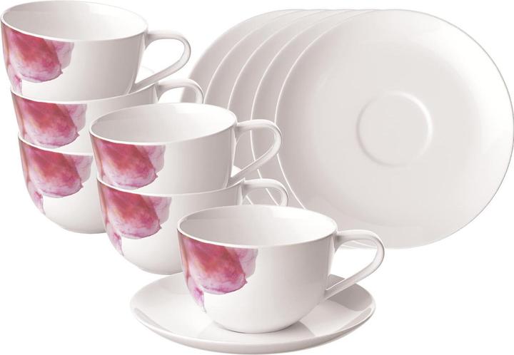 Villeroy & Boch Rose Garden Cappuccinotassen mit Untertassen (300 ml, 6 x)