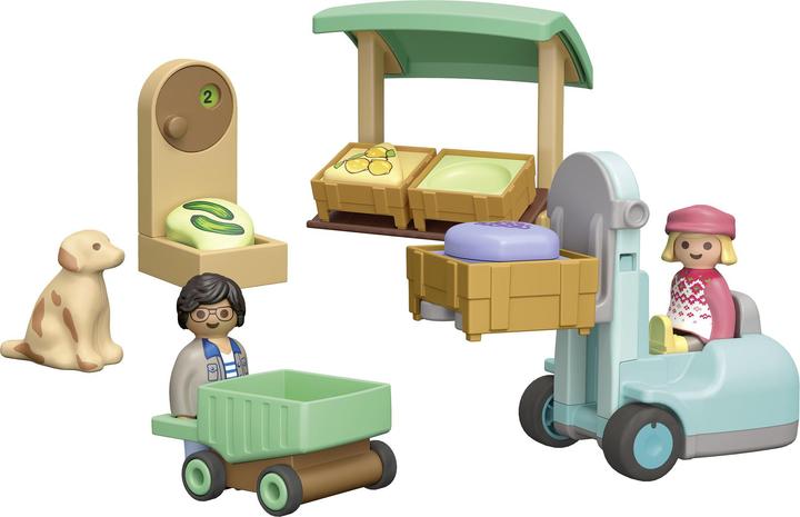 Actual product image Playmobil 71137 1.2.3: Organic market stall & forklift truck (71137, Playmobil 1.2.3)