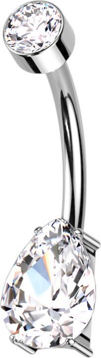Star Piercing Banane Innengewinde silber Zylinder Kristall silber Kristalltropfen silber (ohne Messing, Titan G23)