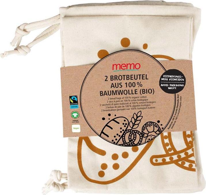 Memo Paris 2 Brotbeutel aus 100% Bio Baumwolle