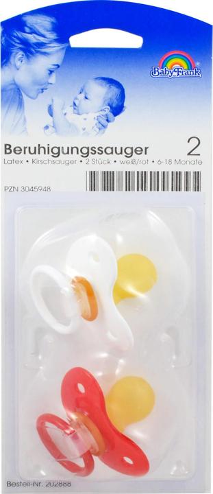 Produktbild BabyFrank Baby-Frank Beruhigungssauger 6-18 Monate Kirschform weiss / rot, 2 St. Sauger (2 x, ab 6 Monaten)