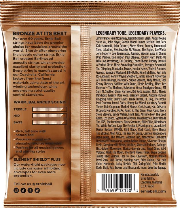 Valeurs nutritives et ingrédients Ernie Ball Bois de terre extra léger (6 x, Guitare, 0.05")