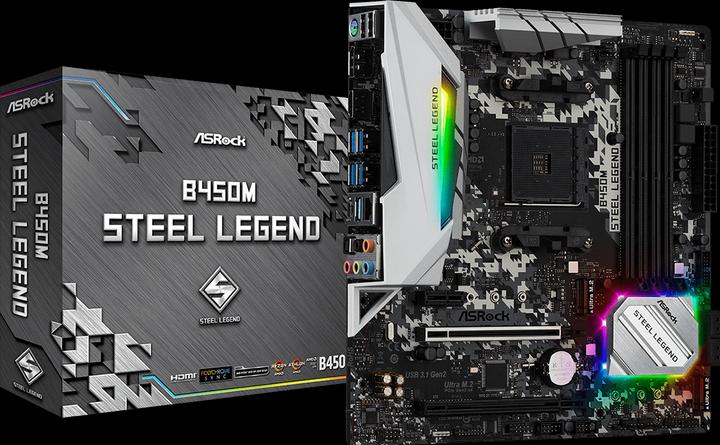 Image du produit AsRock B450M Steel Legend (AM4, AMD B450, mATX)