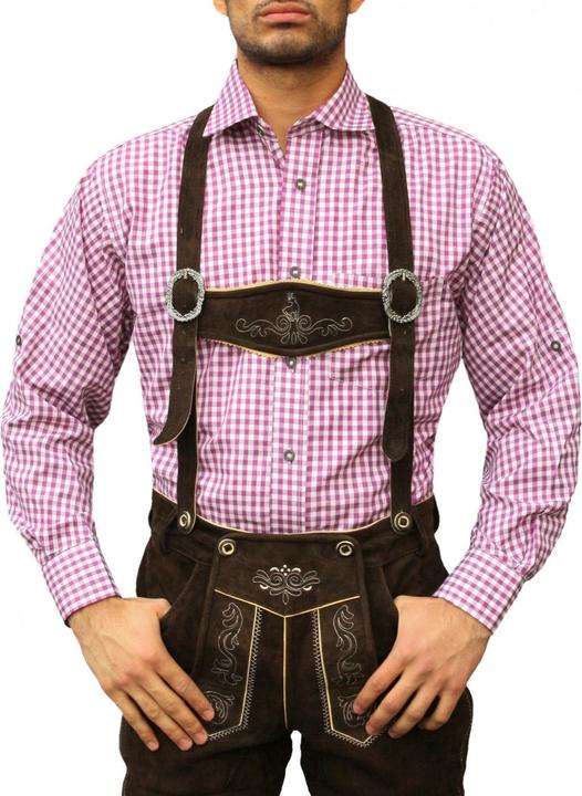 Immagine prodotto German Wear Camicia tradizionale a scacchi viola e bianchi 100% cotone (4XL)