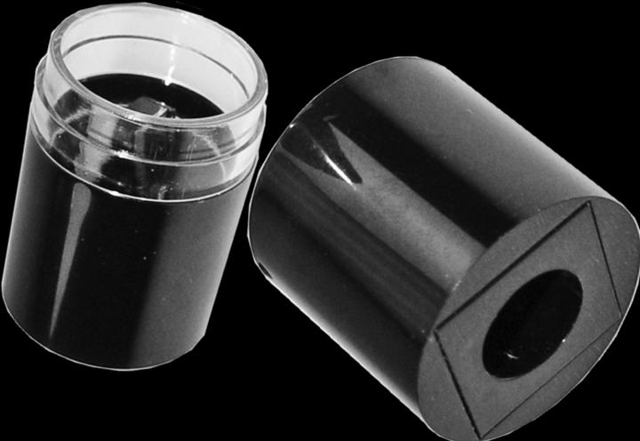 Kosmetikstift-Doppelspitzer, schwarz/glashell Ø 2,8 cm Höhe 6 cm