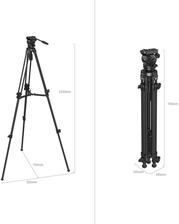 Immagine prodotto SmallRig Kit treppiede video leggero in fibra di carbonio AD-50 4685 (Carbonio)