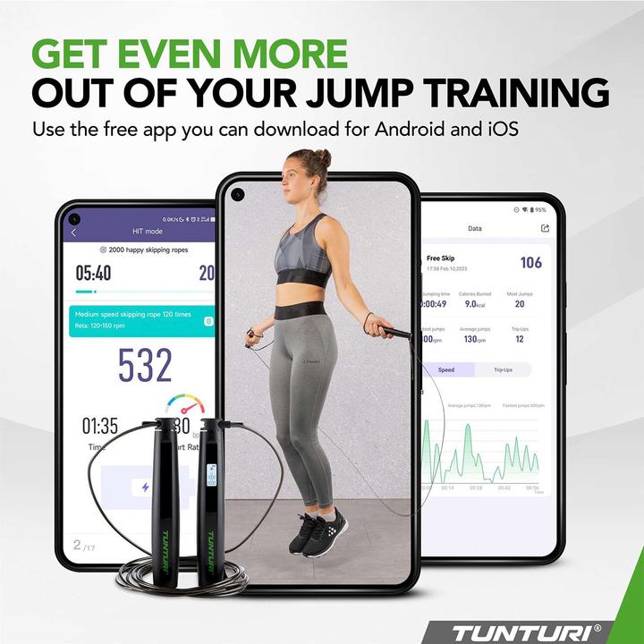 Produktbild Tunturi Smart Springseil mit Display und App (295 cm)