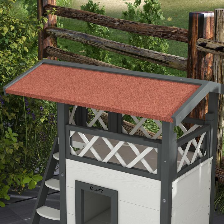 Produktbild PawHut Katzenhaus mit Treppe und Dach (Katze)