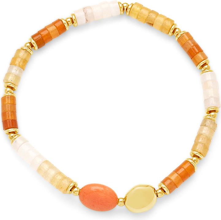 Immagine prodotto Leyda Bracciale con pietre preziose e acciaio inossidabile (18 cm, Pietra, Acciaio inossidabile placcato oro giallo 18 carati)