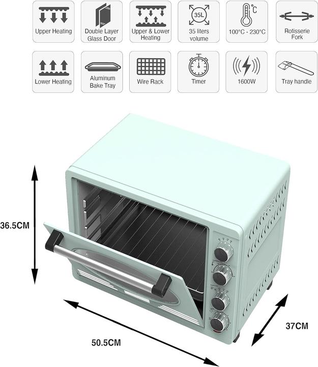 Produktbild TurboTronic By Z-Line Retro Minibackofen mit Umluft Turquoise