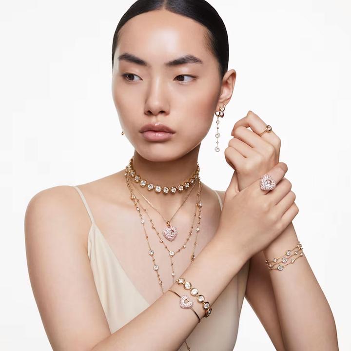 Immagine prodotto Swarovski Bracciale largo in ambra taglio rotondo in oro bianco (20 cm, Metallo Swarovski)