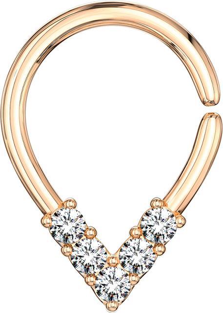 Produktbild Star Piercing Micro Piercing Ring rosegold spitzig mit Kristallen (Messing)