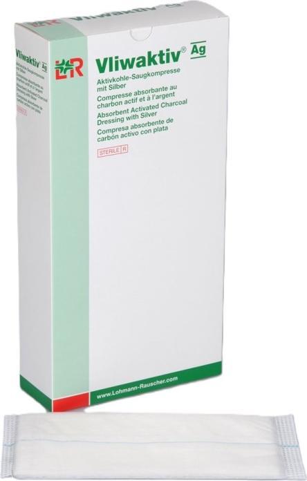 Actual product image Vliwaktiv Ag activated carbon dressing sterile