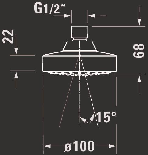 Actual product image Duravit Overhead shower 1 jet, 100 chrome (1 Beam types, 19 l/min)