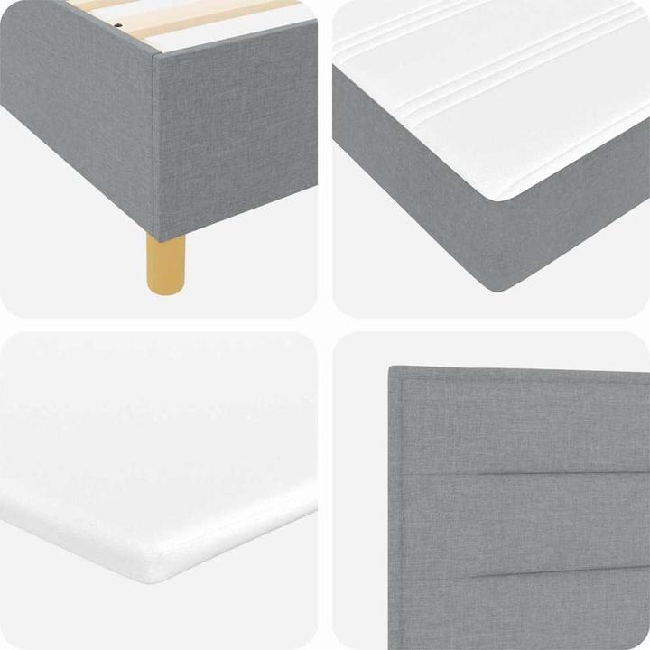 Actual product image VidaXL Box spring bed with mattress fabric light grey (120 x 200 cm)