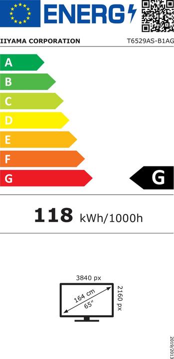Energie-Label iiyama LFD ProLite T6529AS-B1AG (3840 x 2160 Pixel, 64.50")