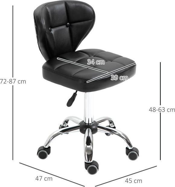 Produktbild Swisshandel24 2er-Set Rollhocker mit Rückenlehne drehbar, höhenverstellbar 45 x 47 x 72-87 cm