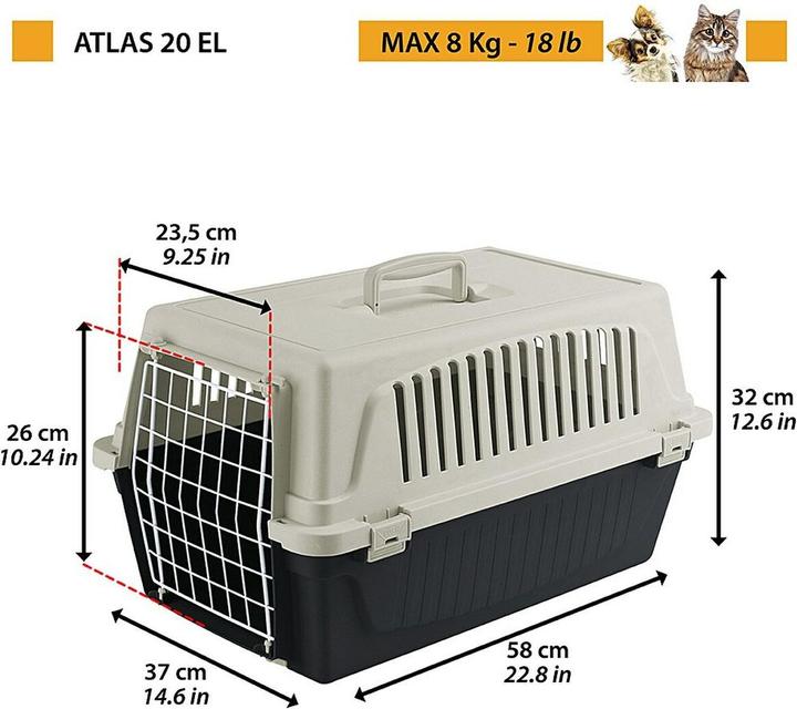 Actual product image Ferplast Atlas 20 EL - pet carrier, gray black (Dog, Cat, Reflectors)