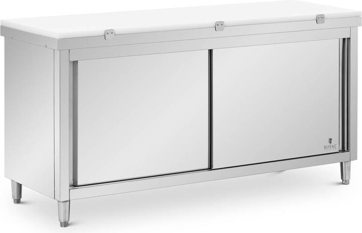 Actual product image Royal Catering Stainless Steel Kitchen Prep Table - 180 x 60 cm - 500 kg load capacity - incl. cutting board - (60 cm, 93.50 cm)