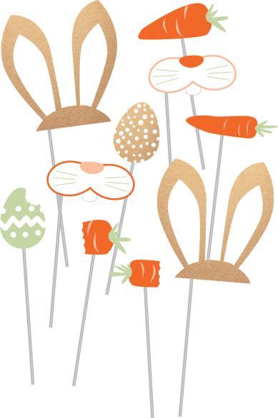 Amscan Fotorequisiten-Set Osterhasen und Karotten Papier (6 x)