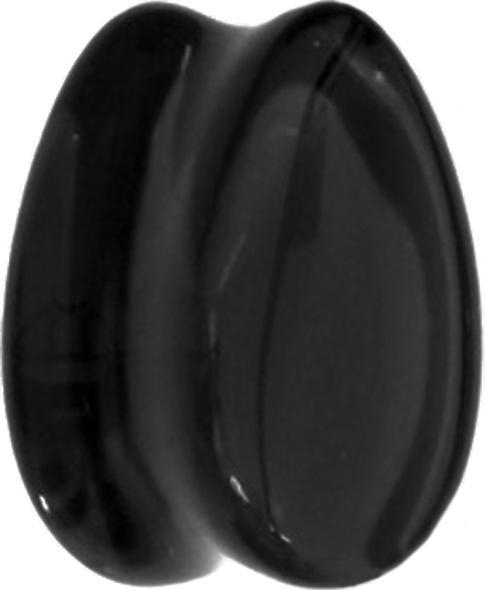 Star Piercing Flared Plug Tropfen schwarz aus Glas (ohne Messing, Glas)