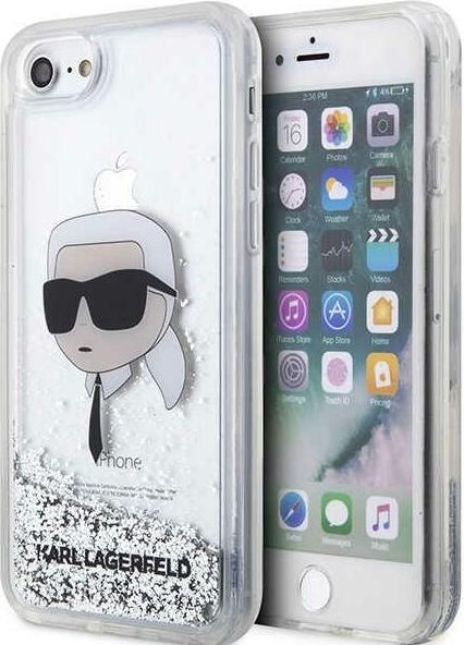 Actual product image Karl Lagerfeld KLHCI8LNKHCH iPhone 7/8/ SE 2020/2022 silver/silver hardcase Glitter Karl Head (Apple iPhone 7, Apple iPhone 8, Apple iPhone SE)