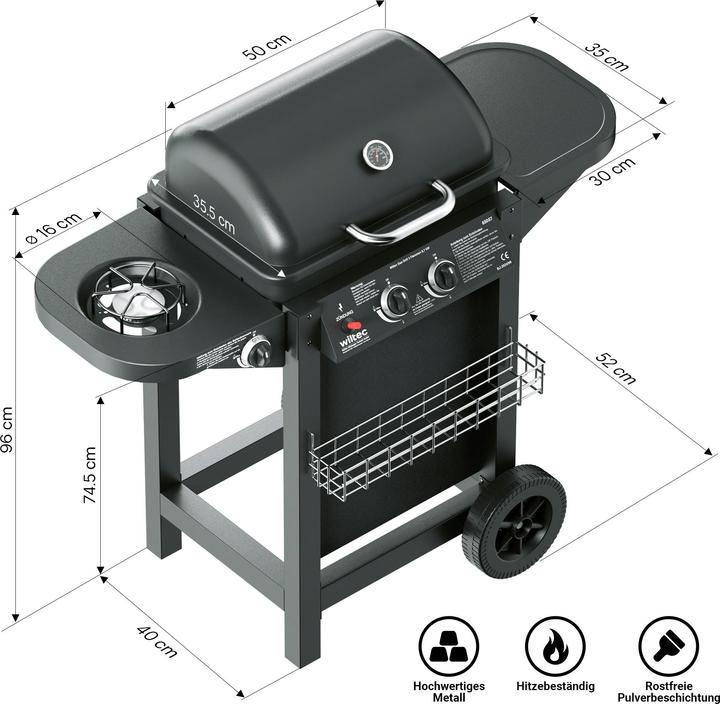Produktbild Wiltec B-Ware Gas Grill mit Seitenbrenner (8.70 kW)