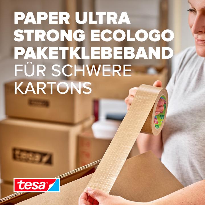 Produktbild tesa tesapack PAPER & ULTRA STRONG Packband, glasfaserverstärkt, aus FSC®-zertifizierten Rohstoffen (50 mm)