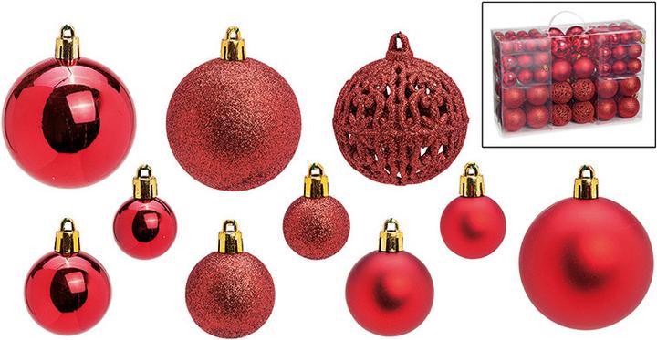 G. Wurm Set di palline di Natale in plastica rosse Set da 100, (L/H/D) 23x35x12cm Ø 3/4/6 cm (100 -parte)