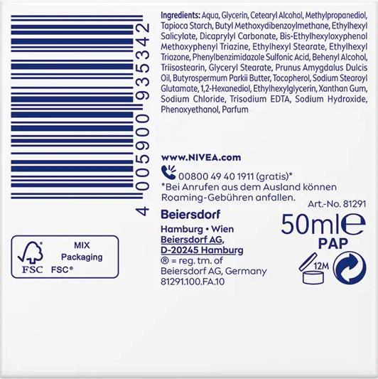 Actual product image NIVEA 24h moisture (50 ml, Day cream, SPF 30)