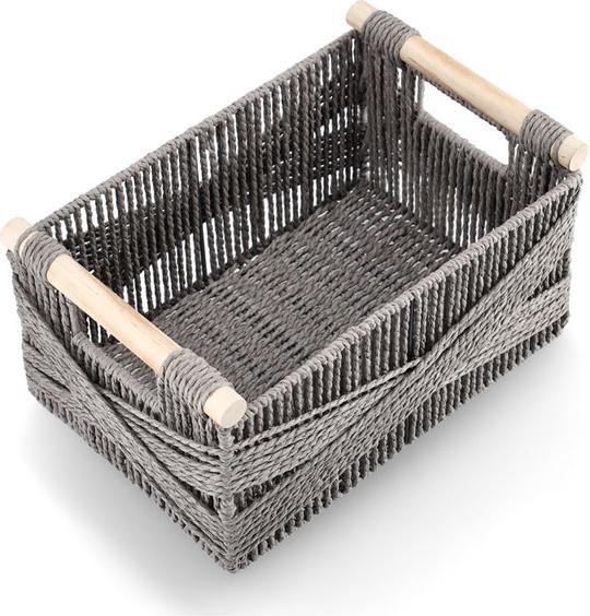 Productafbeelding Zeller Present Opbergmand, geweven papier/hout, grijs (1 x)