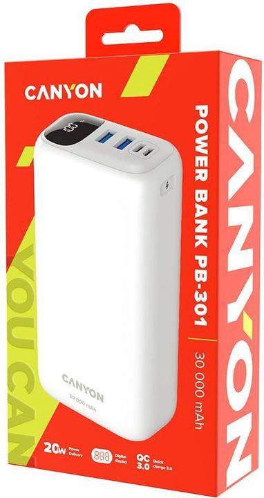 Actual product image Canyon Powerbank PB-301 30000 mAh (30000 mAh, 22.50 W, 111 Wh)