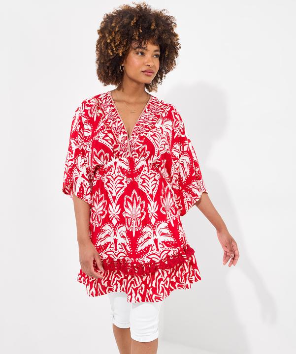 Actual product image Joe Browns Batwing Sleeve Wrap Front Tassel Tunic Dress (44)