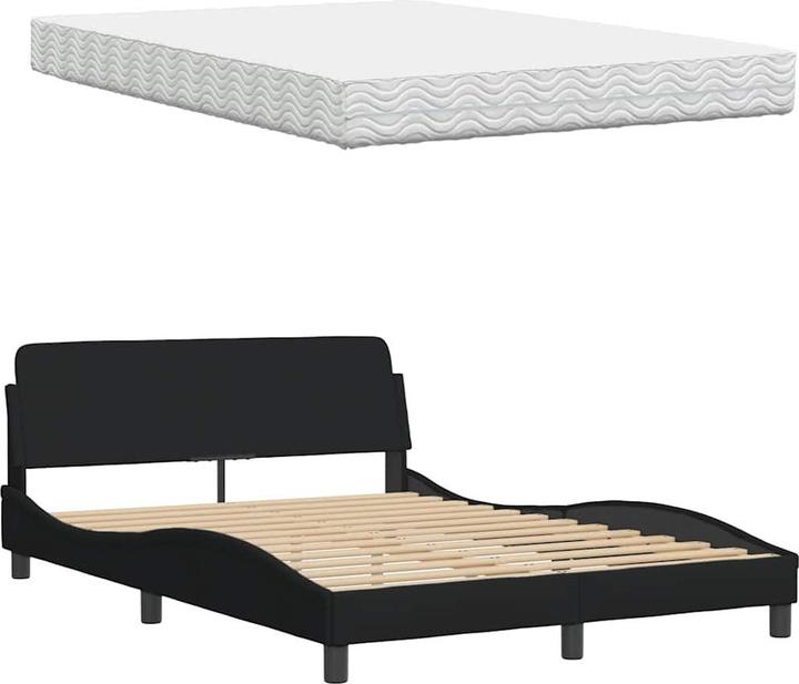 Produktbild VidaXL Bett mit Matratze Schwarz 140x200 cm Stoff Schlafzimmermöbel Bettrahmen (140 x 200 cm)