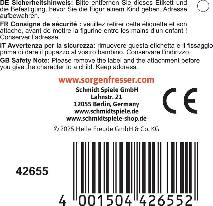 Valori nutrizionali e ingredienti Schmidt Spiele Sorgenfresser Gretchen 26 cm (26 cm)