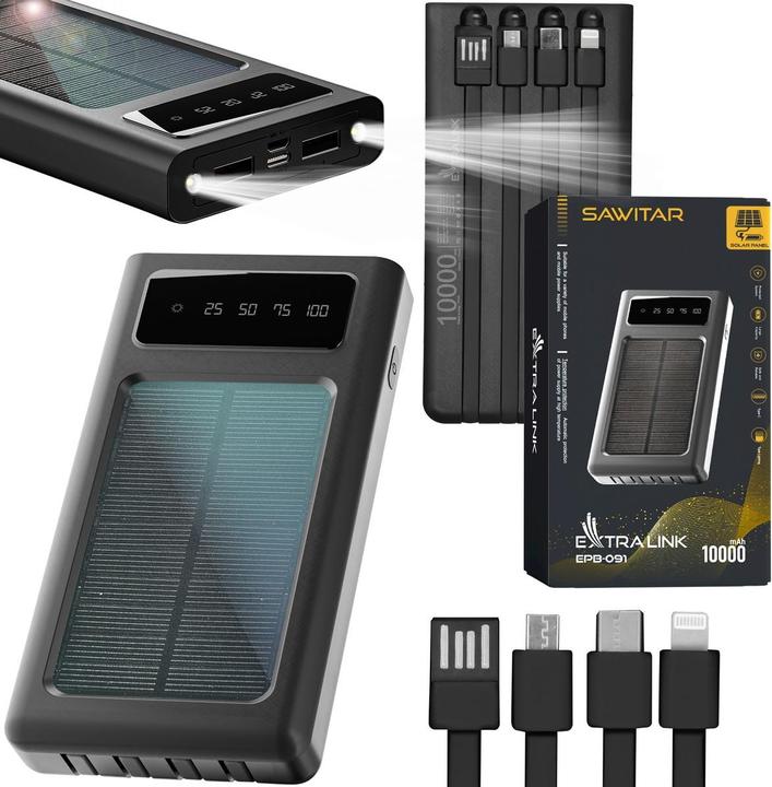 Produktbild Extralink Powerbank EPB-091 10000 mAh Schwarz (10000 mAh, 10 W, 37 Wh)