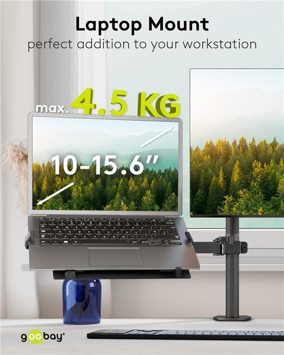 Actual product image Goobay Laptop holder for monitor arm, black