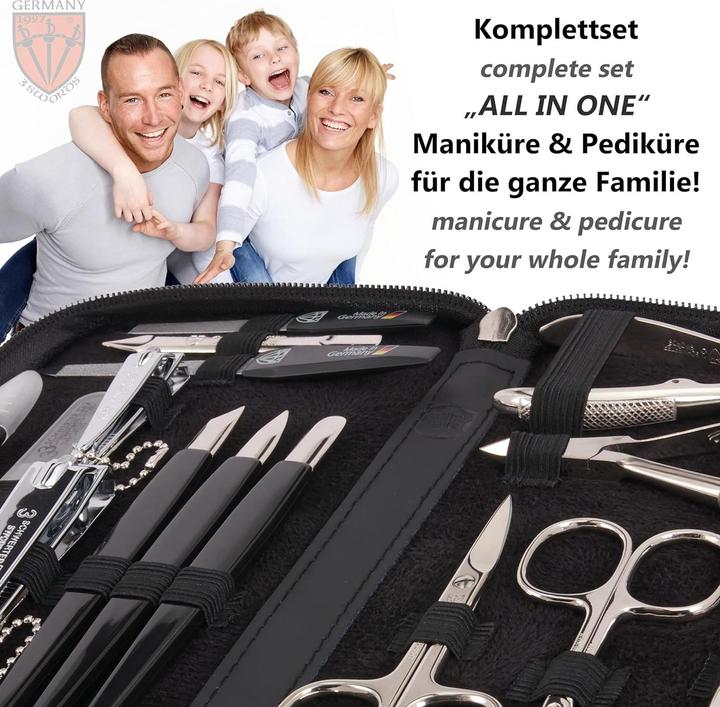 Produktbild Kellermann Germany Manikuereset Nagelset Cinisello 16tlg Echt Leder Schwarz