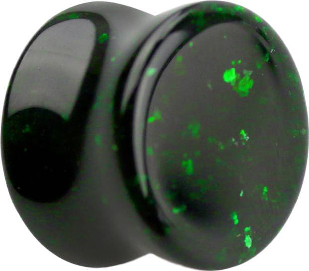 Star Piercing Flared Plug aus grünem Glitter Sandstein (Mineralisch, ohne Messing)