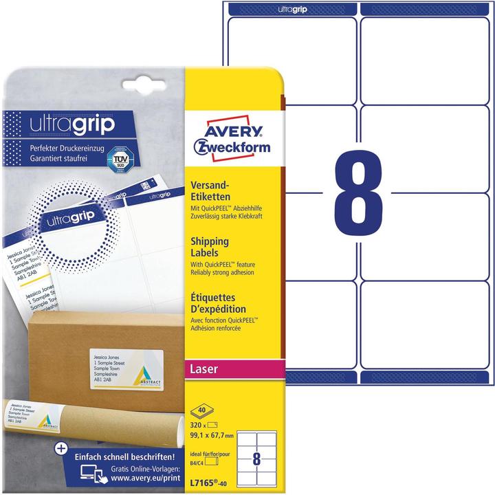 Actual product image Avery Versand labels