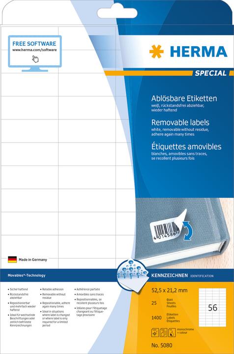 Actual product image HERMA A4 removable labels